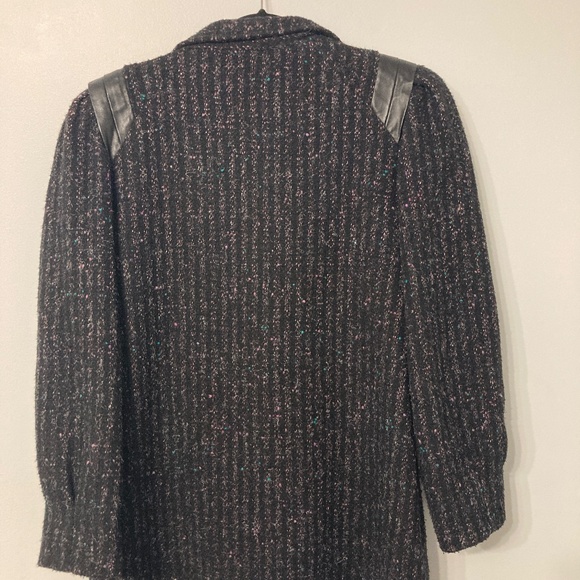 VINTAGE 80s Coat NEW YORK GIRL Size 16 Subtle Pink & Teal w/ Leather Trim Union - Picture 7 of 8